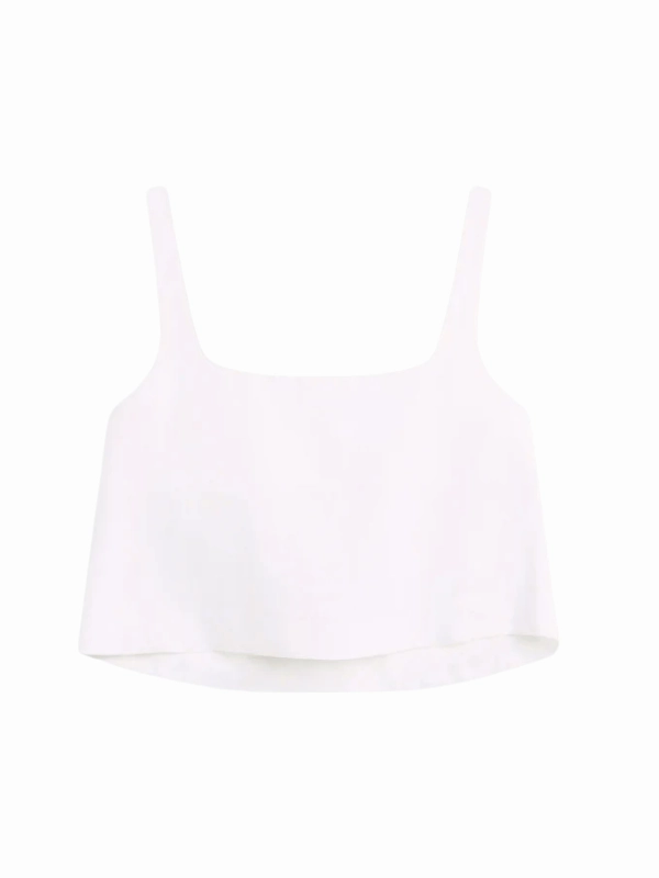 Delphi Cropped Linen Top in White Laid-Back Outfit