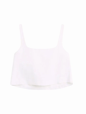 Delphi Cropped Linen Top in White Laid-Back Outfit