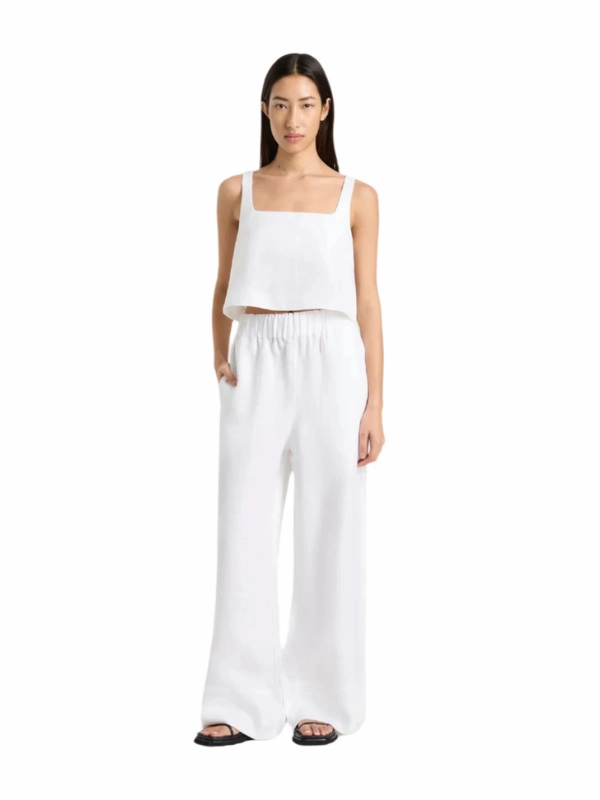 Summer Outerwear Handmade Fit Delphi Cropped Linen Top in White