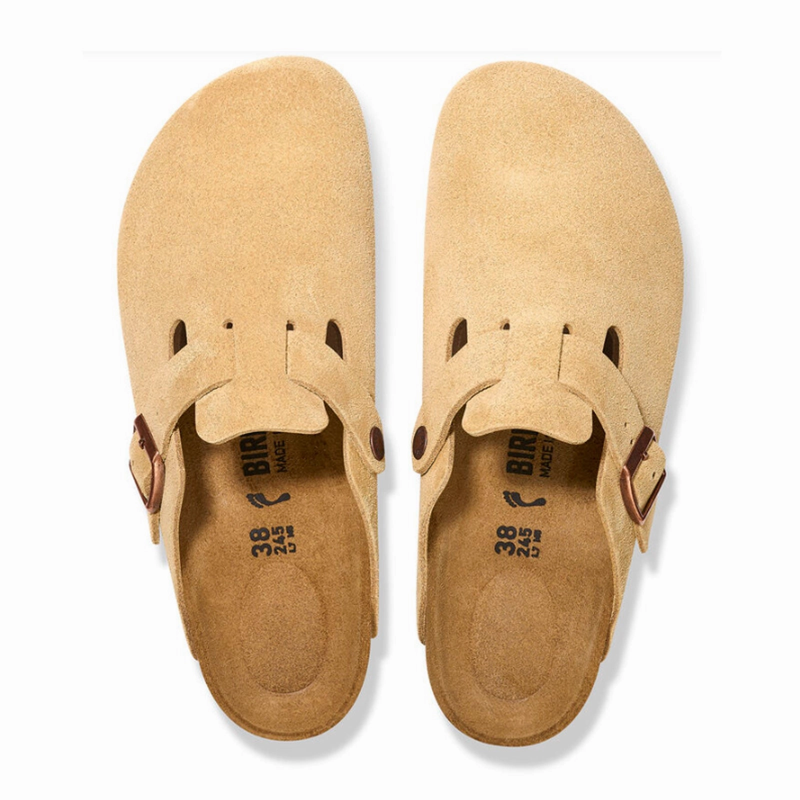 Birkenstock Boston Narrow Clog (Women) - Latte Cream Suede Recycled-Material Smart and Chic