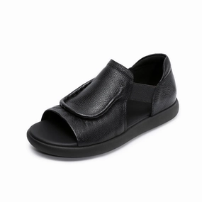 Genuine Leather Retro Open Toe Flat Soft Sole Slip-Ons Flats Commute closure - type