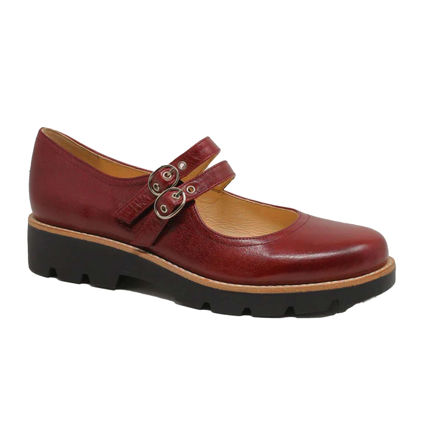 Django & Juliette Dabbie Mary Jane (Women) - Claret/Black Layered-Look
