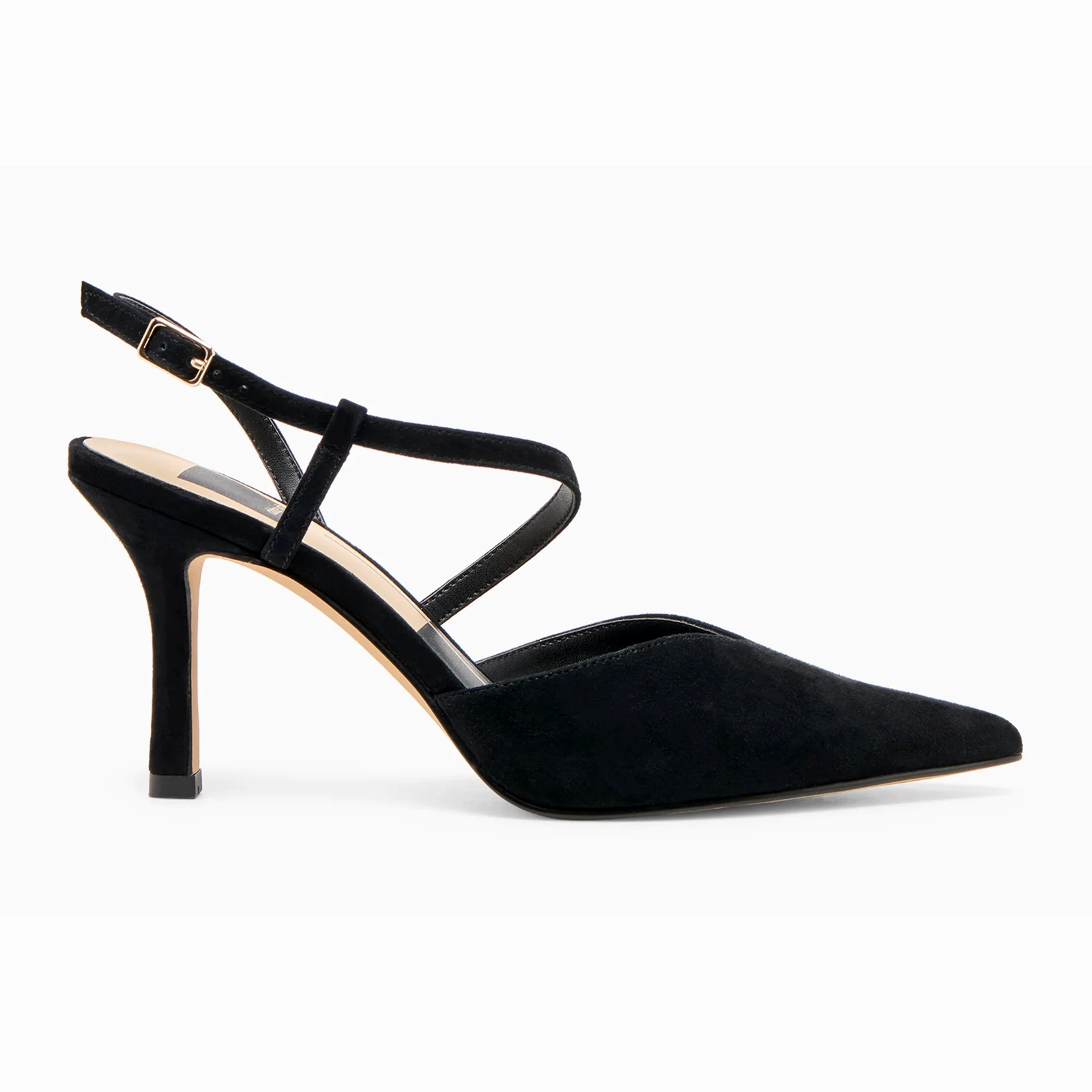 Dolce Vita Kamra Strappy Heel (Women) - Onyx Suede Drapey Fabric