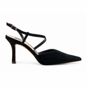 Dolce Vita Kamra Strappy Heel (Women) - Onyx Suede Drapey Fabric