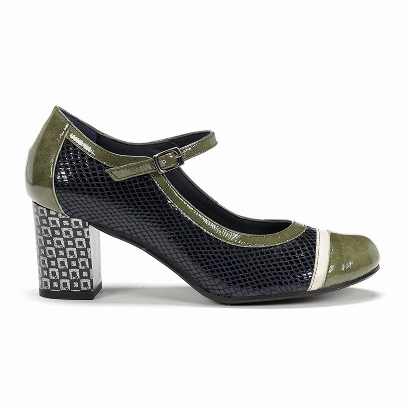 Refined Cut New Spirit Dorking Rodin D8669 Heeled Mary Jane (Women) - Campbel/Suga Navy/Herb