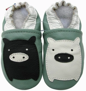 Flats color - scheme Black White Piggy Green up to 6 Years Old