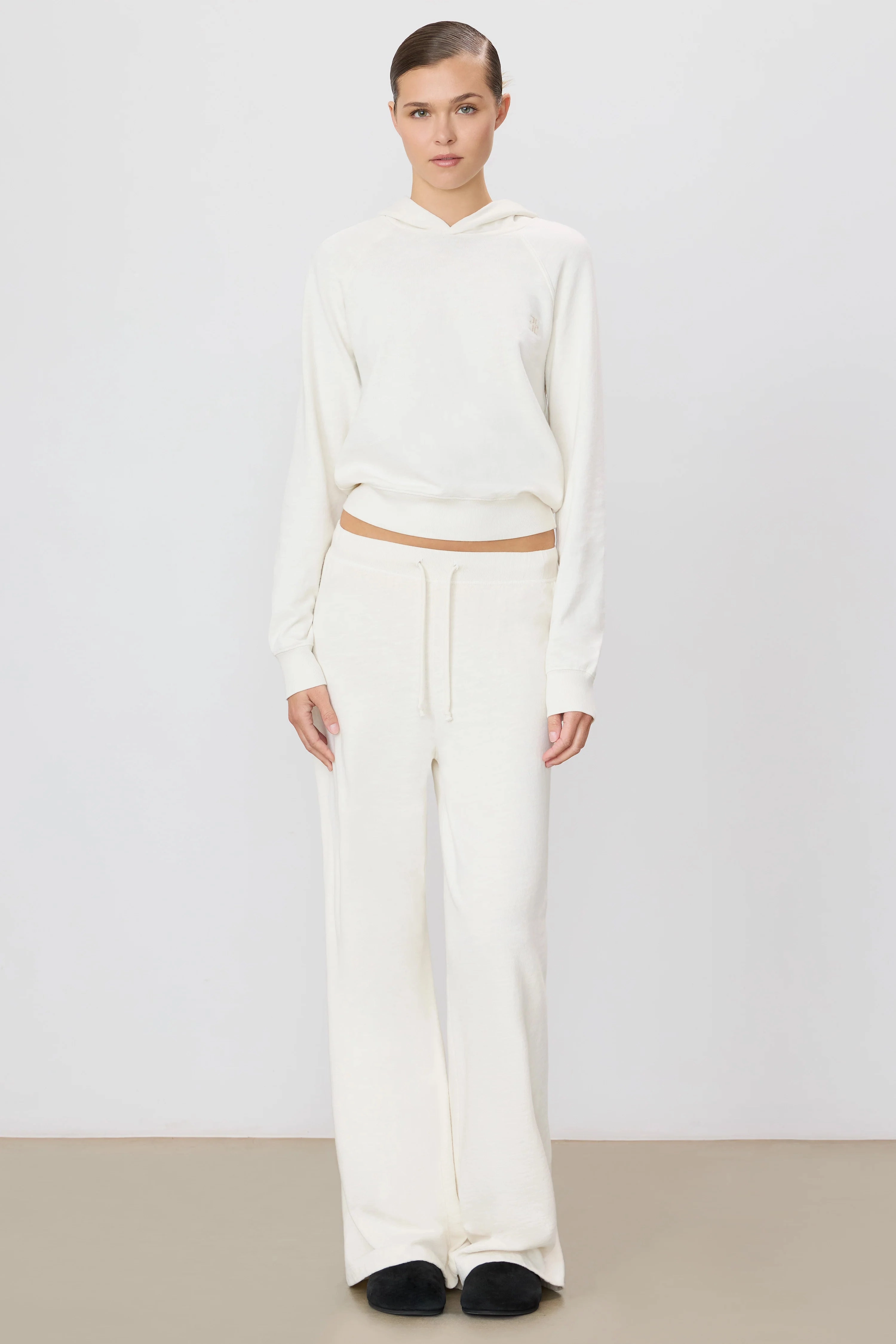 Drawstring Wide Leg Sweatpant in Bone Farm Glow Meta Mood