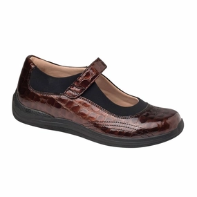 Cozy And Stylish Drew Rose Mary Jane (Women) - Brown Croc Patent Leather