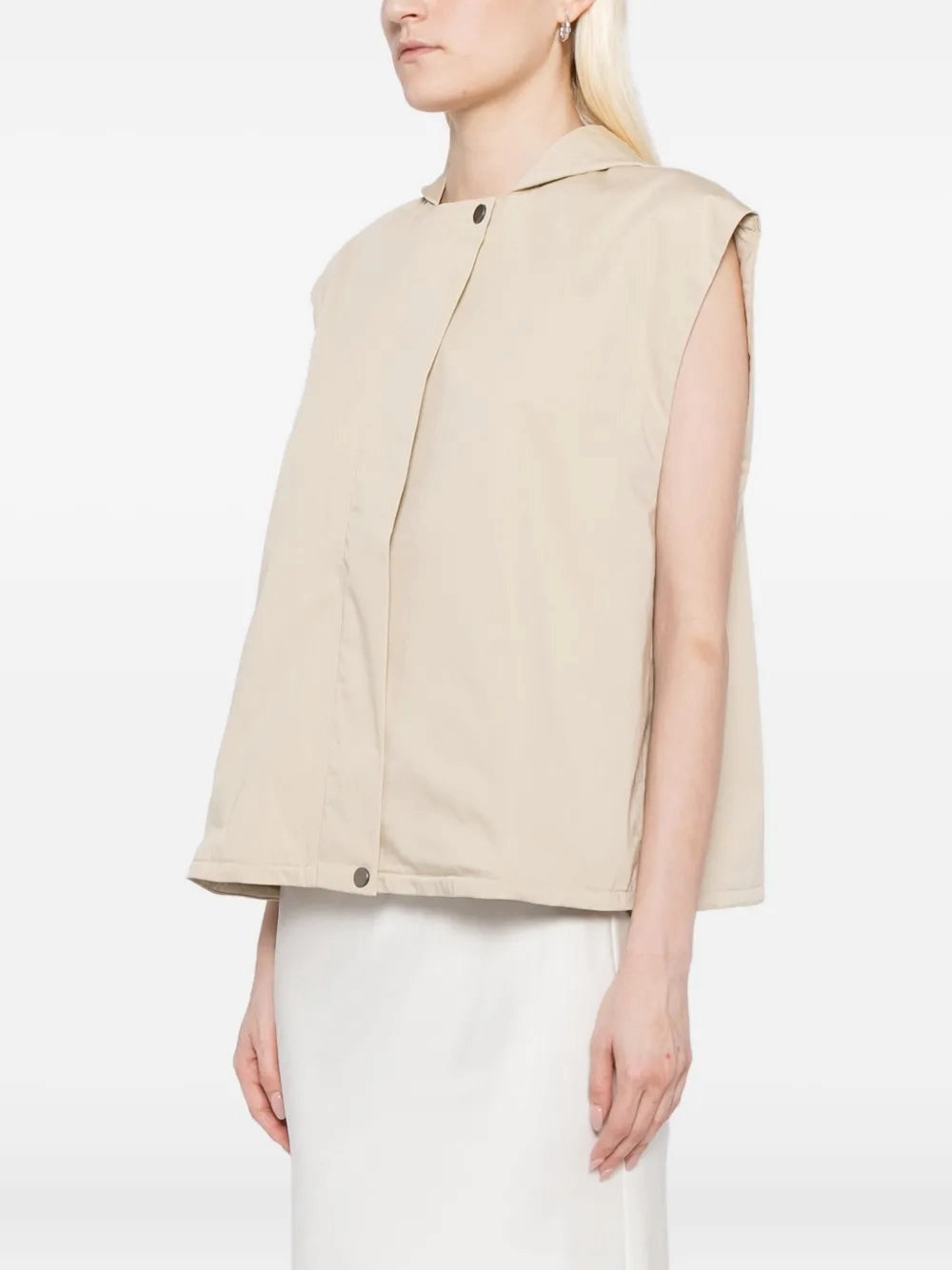 Vision Glow WrinkleResistantCloth Cotton Sleeveless Parka in Champagne