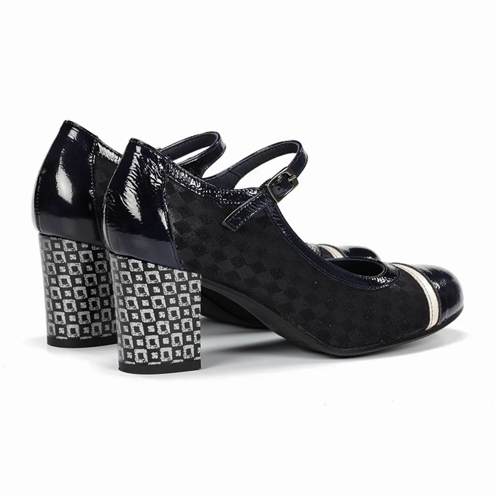 Dorking Rodin D8669 Heeled Mary Jane (Women) - Carcas/Napla/Suga Marino SustainableCotton Hook-And-Eye