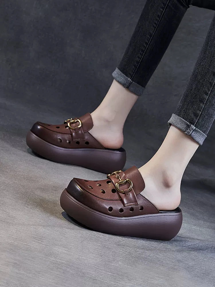Spring & Summer Breathable Comfortable Retro Hollow-out Leather Sandals Well-known