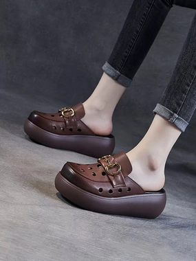 Spring & Summer Breathable Comfortable Retro Hollow-out Leather Sandals Well-known