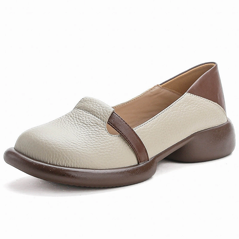 trendy - look Eco Friendly Composite Babakud Casual Genuine Leather Round Toe Color Block Slip-Ons