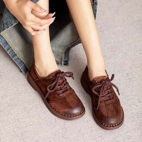 Babakud Women Autumn Retro Leather Lace- Up Casual Shoes Refined performance