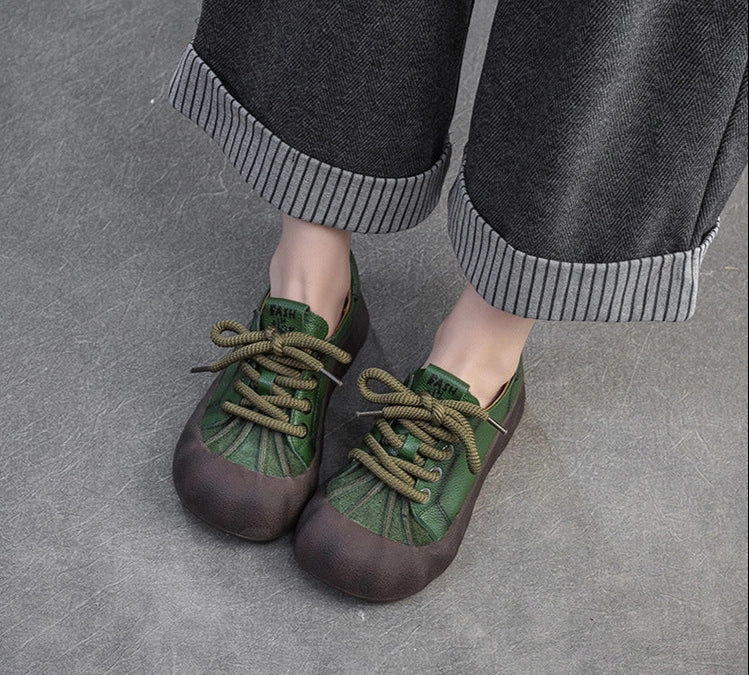 winter style statements Breathable mesh upper Women Retro Lightweight Lace-Up Suede Patchwork Casual Shoes