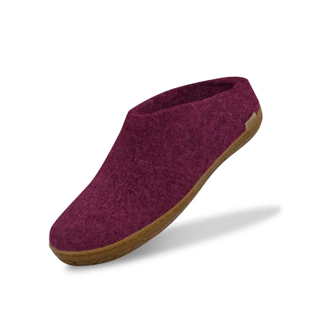 GLERUPS WOMENS  RUBBER SOLE SLIP ON - CRANBERRY indoor shoes