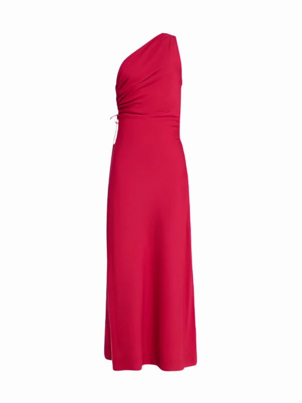 Flexible Fabric Blend Simple Layering Laureles Maxi Dress in Raspberry