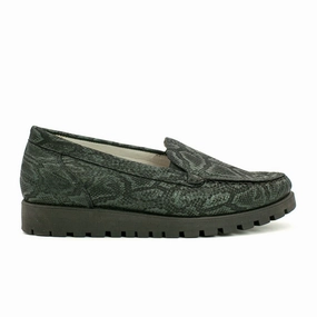 Simple Spirit Active Outfit Waldlaufer Hegli 549001 Slip On Loafer (Women) - Dark Green Snake