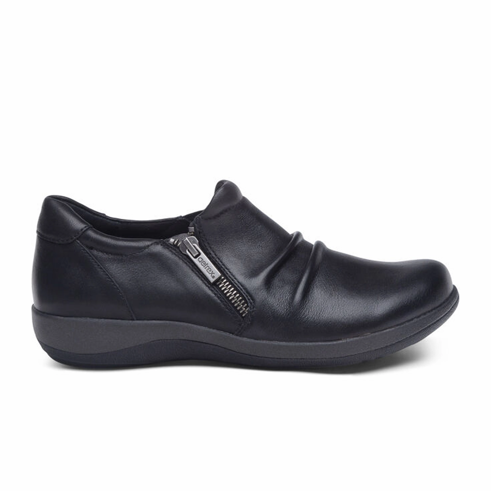 Soft Appeal Smooth-Lining Aetrex Katie Zip Loafer (Women) - Black