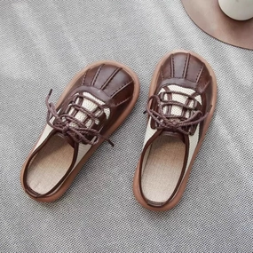 Summer Casual Leather Mesh Patchwork Slip-On Flat Shoes beach - specific advantages Cushioned traction