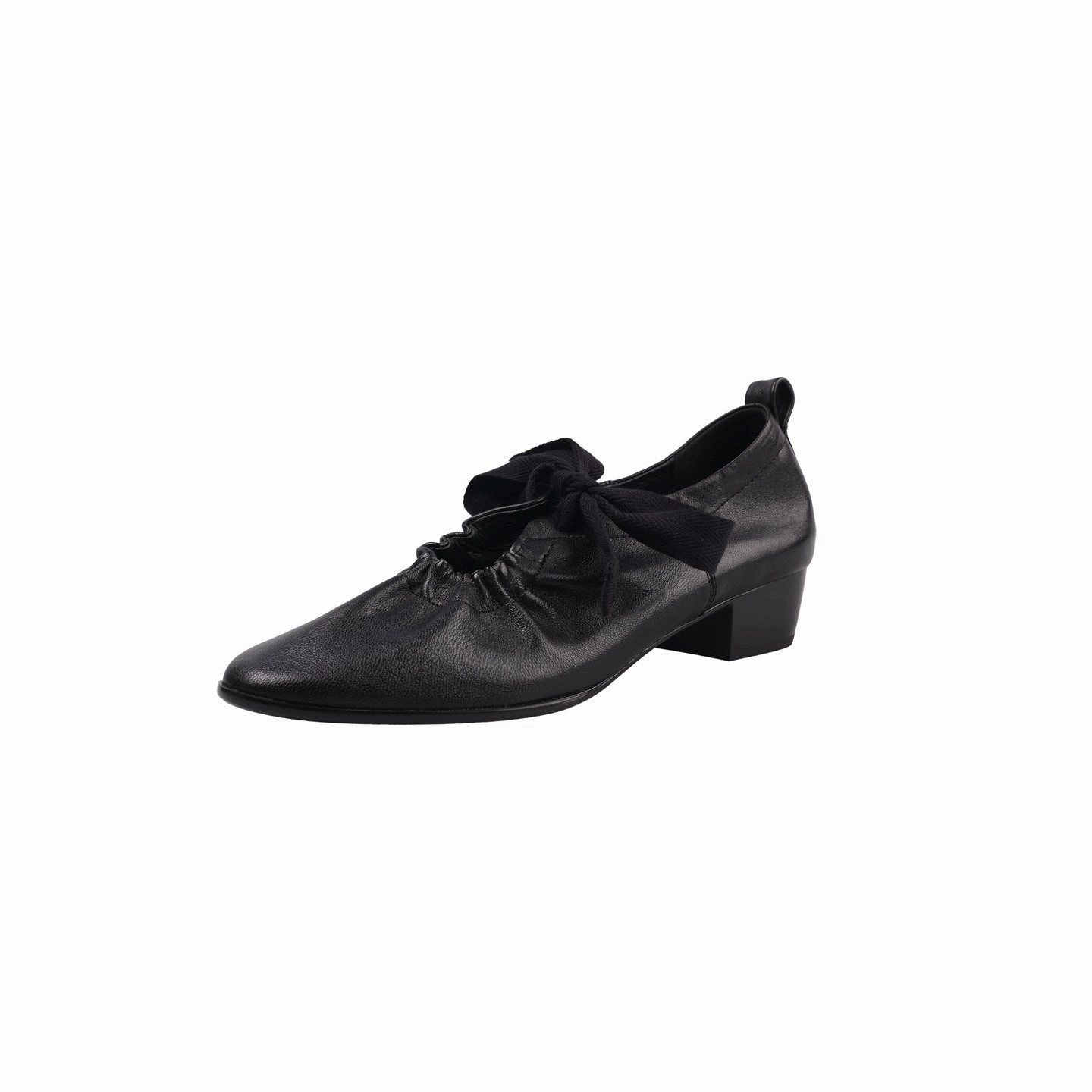 Elegant Sheepskin Leather Pointed Toe Lace-Up Chunky Shoes Dynamic lining Arch Support System