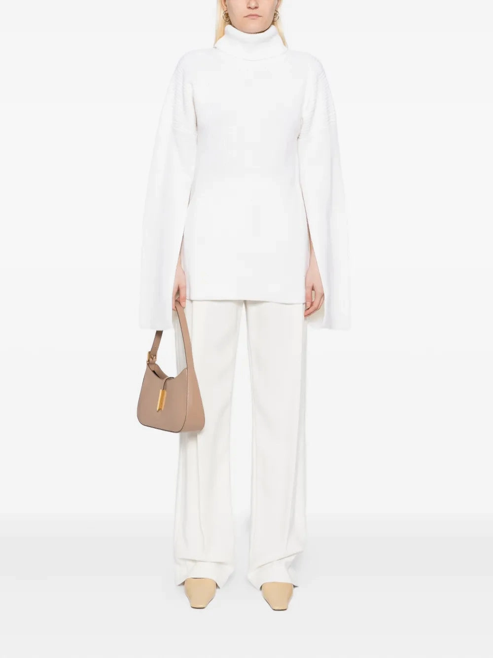 Fire Glow Slit Sleeve Knit in Ecru