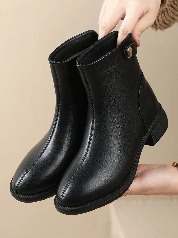 Women Autumn Retro Leather Soft Sole Chunky Boots Non Toxic Compounds yoga enthusiasts