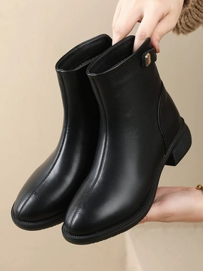 Women Autumn Retro Leather Soft Sole Chunky Boots High Energy Return pool users