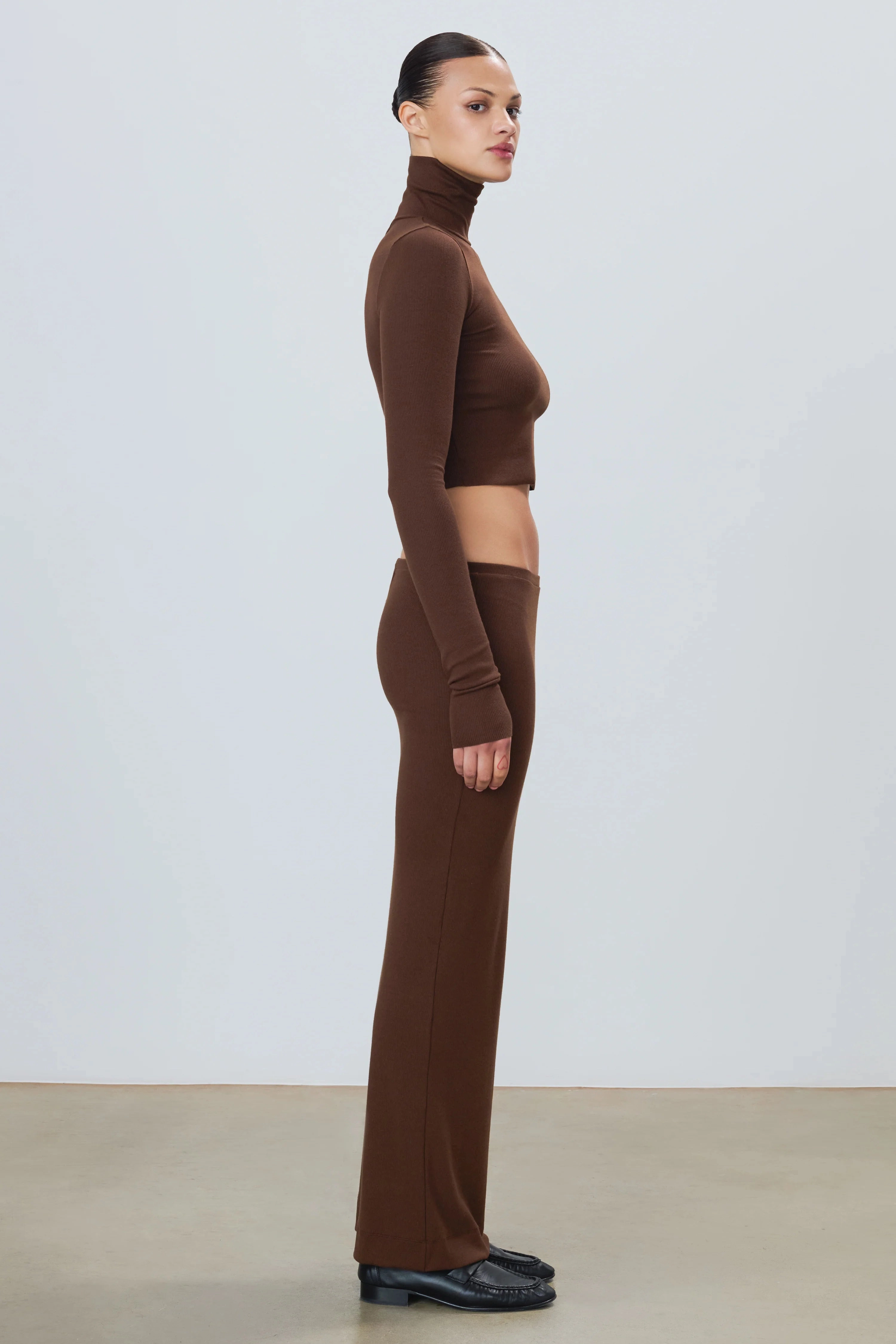 SnagResistant Weave Comfy Style Emma Butter Rib Skirt in Chocolate