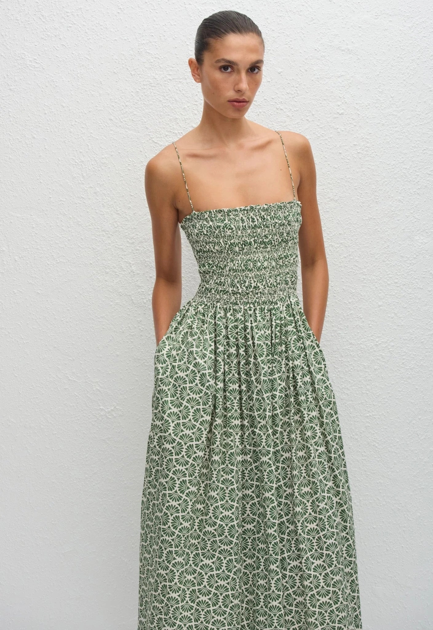 Sprint Fit Shirred Bodice Dress in Vetiver