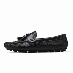West Louis? Leather Moccasins With Crocodile Style Comfortable Slip-on Design