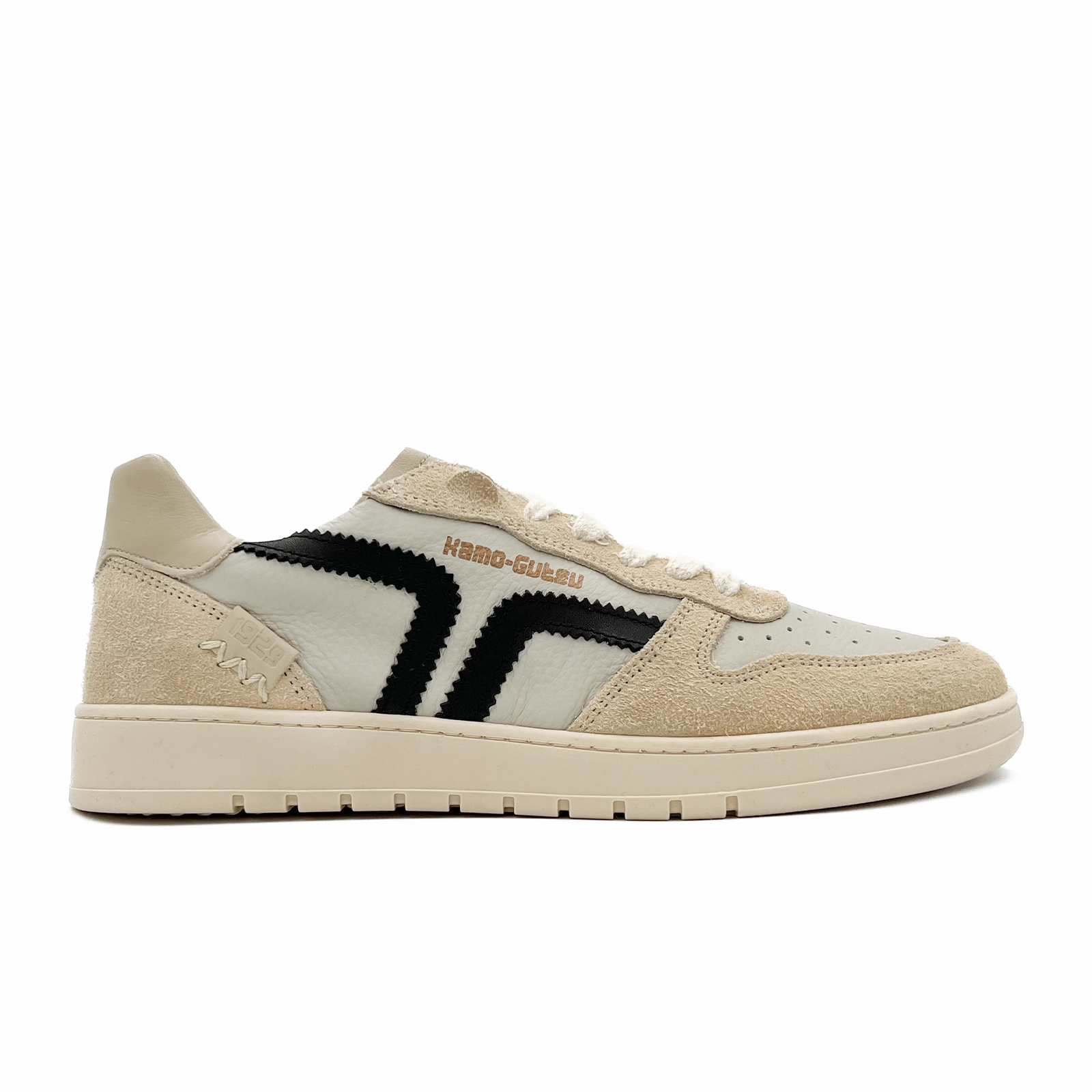 Kamo-Gutsu CAMPO 048 Sneaker (Men) - Monkey/Beige Solid-color Smocked-Detail