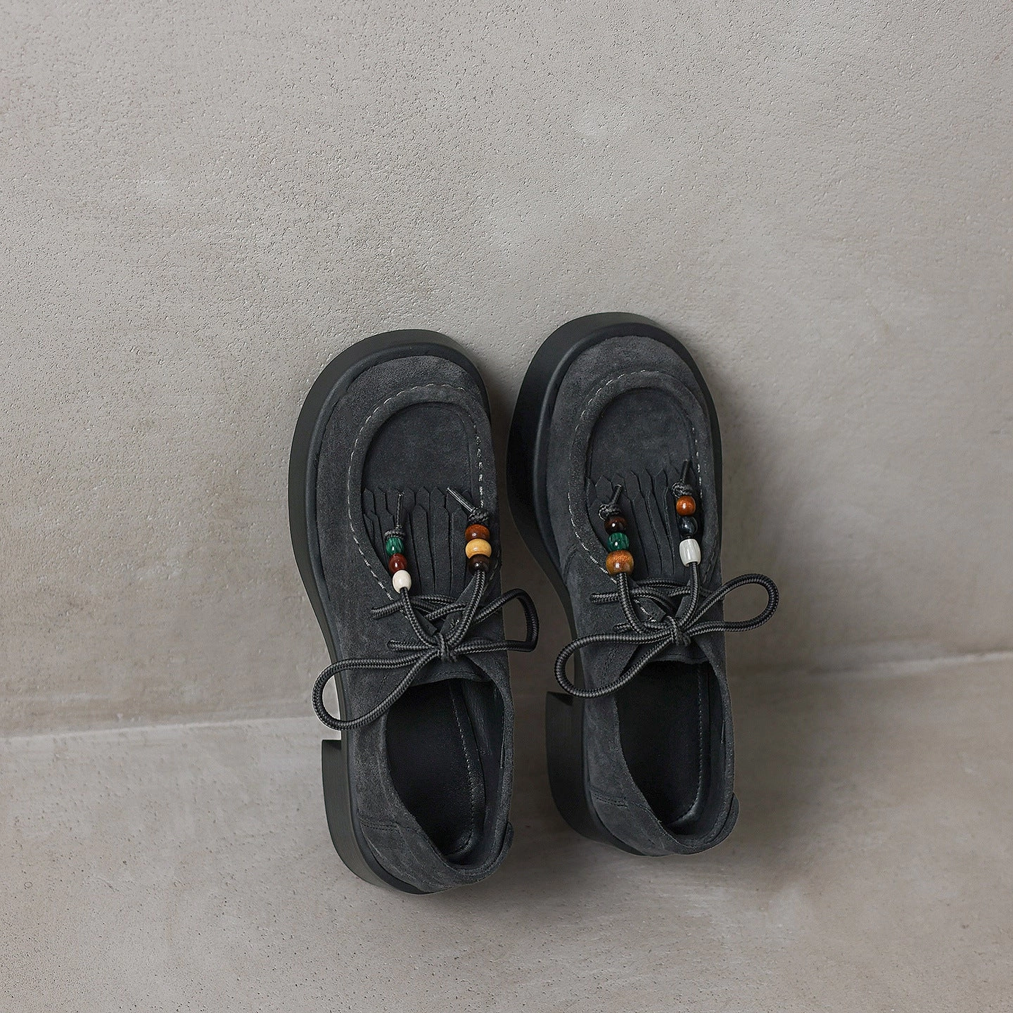 swimmers Smooth Surface Women Casual Genuine Leather Lace-Up Loafer Flat Shoes