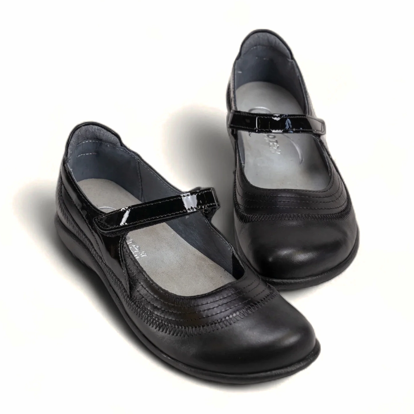 Naot Kirei Mary Jane (Women) - Shiny Black/Black Patent/Black Madras Sweetheart Cut