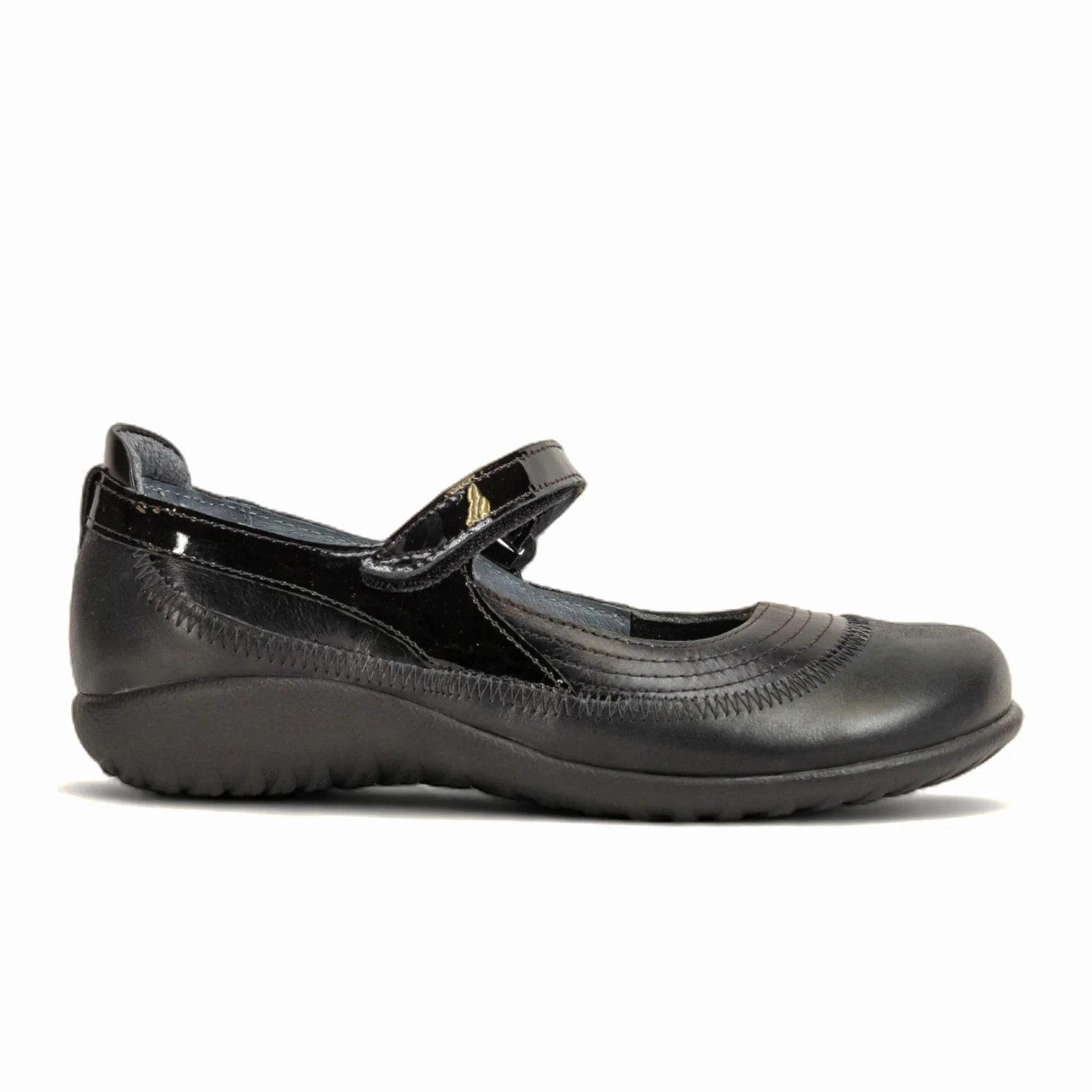 Sleek and Flattering Sleek and Simple Naot Kirei Mary Jane (Women) - Shiny Black/Black Patent/Black Madras