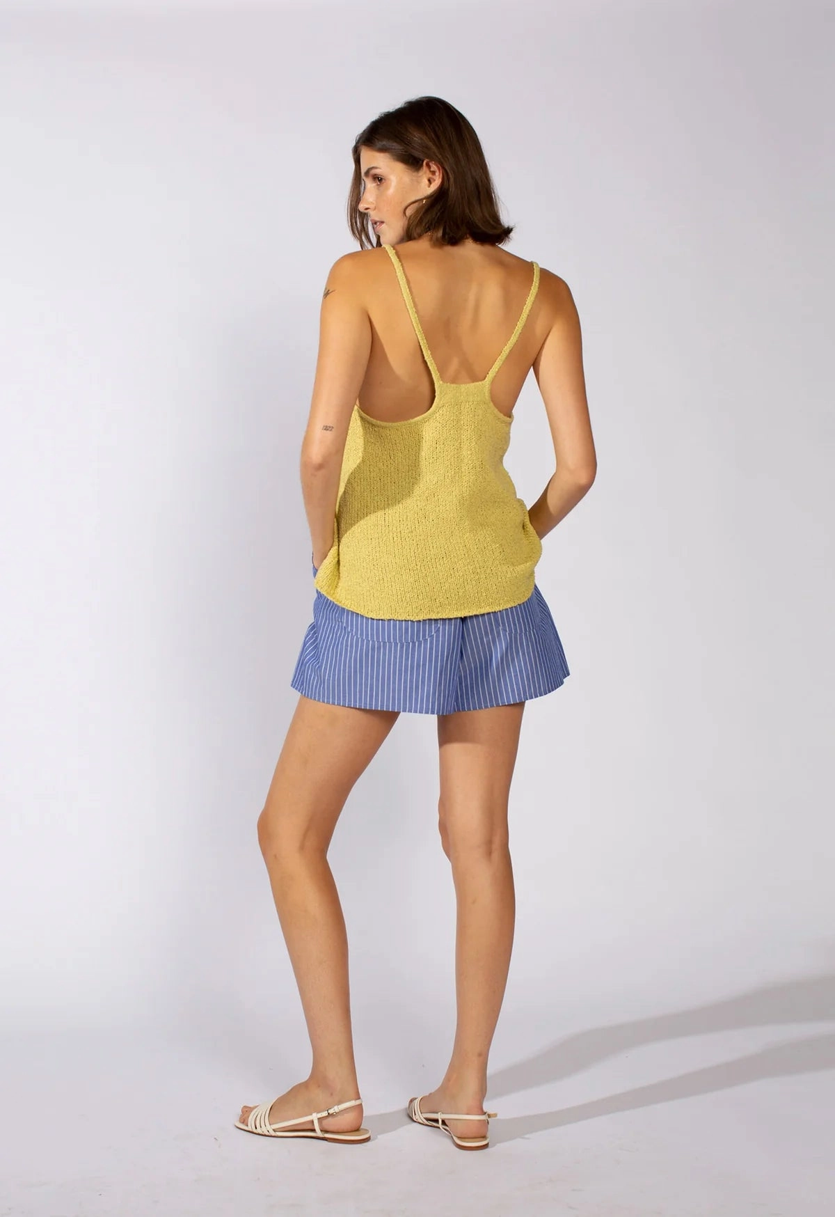 QuickAccessPockets Knitted Scoop Tank in Citrus