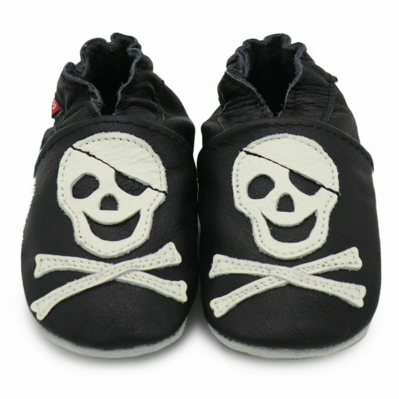 Pirate Black outdoor shoes up to 4 Years Rubber Sole Genuine Leather Baby Toddlers Kids Non Marking Tread Cushioning Air Pockets