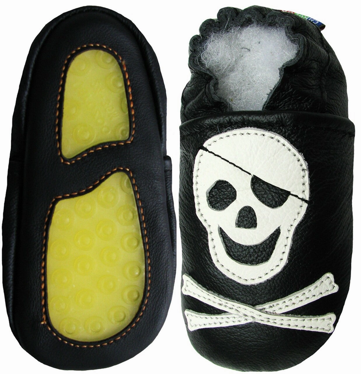 Pirate Black outdoor shoes up to 4 Years Rubber Sole Genuine Leather Baby Toddlers Kids Sturdy Lacing System