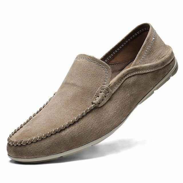 West Louis? Casual Summer Suede Leather Loafers Heel Smooth