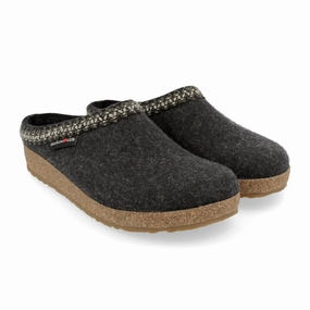 Haflinger Zig Zag Clog (Unisex) - Charcoal Minimal Detail Minimal Mood