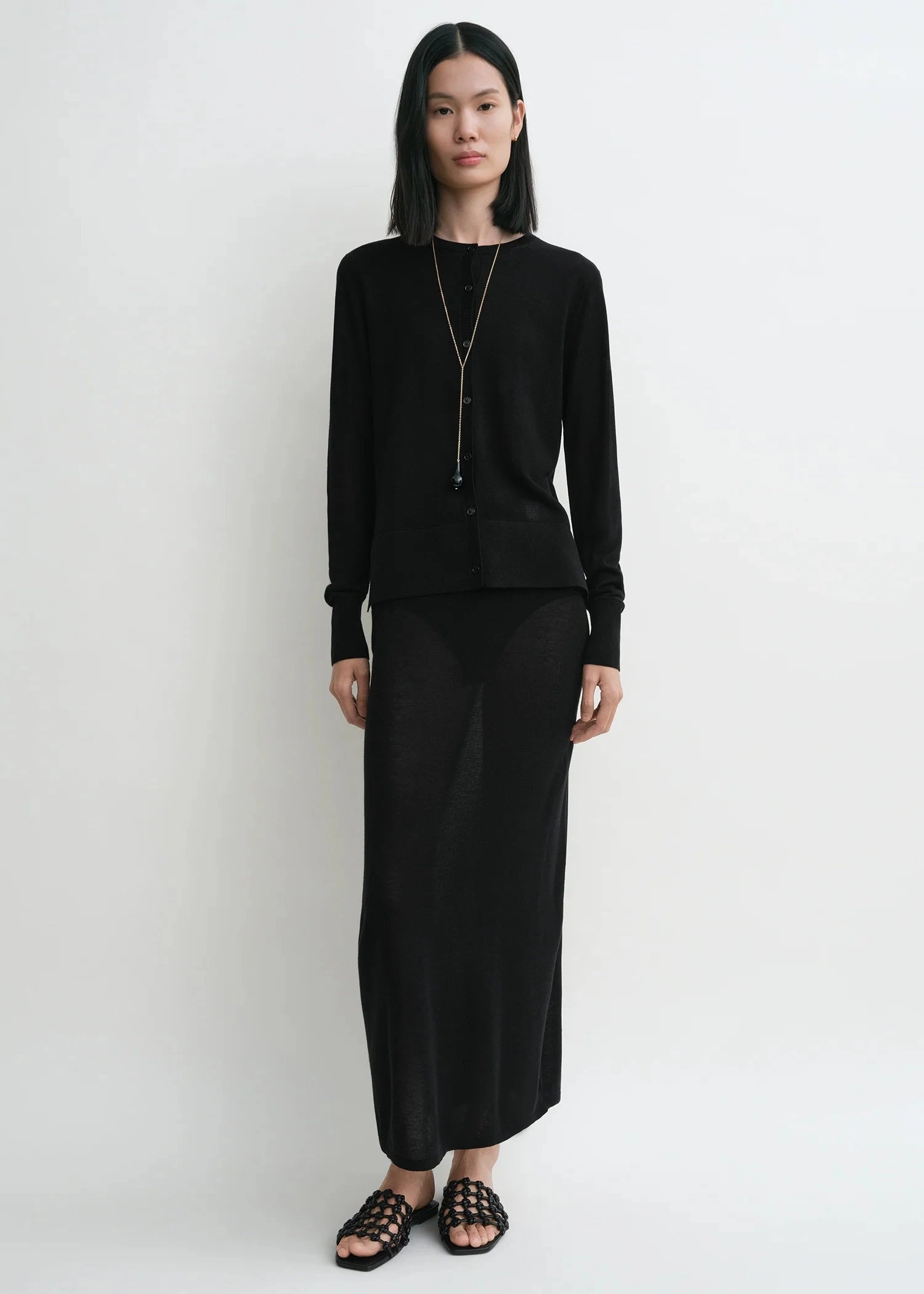 NonSlipGrip Fine Knit Cardigan in Black