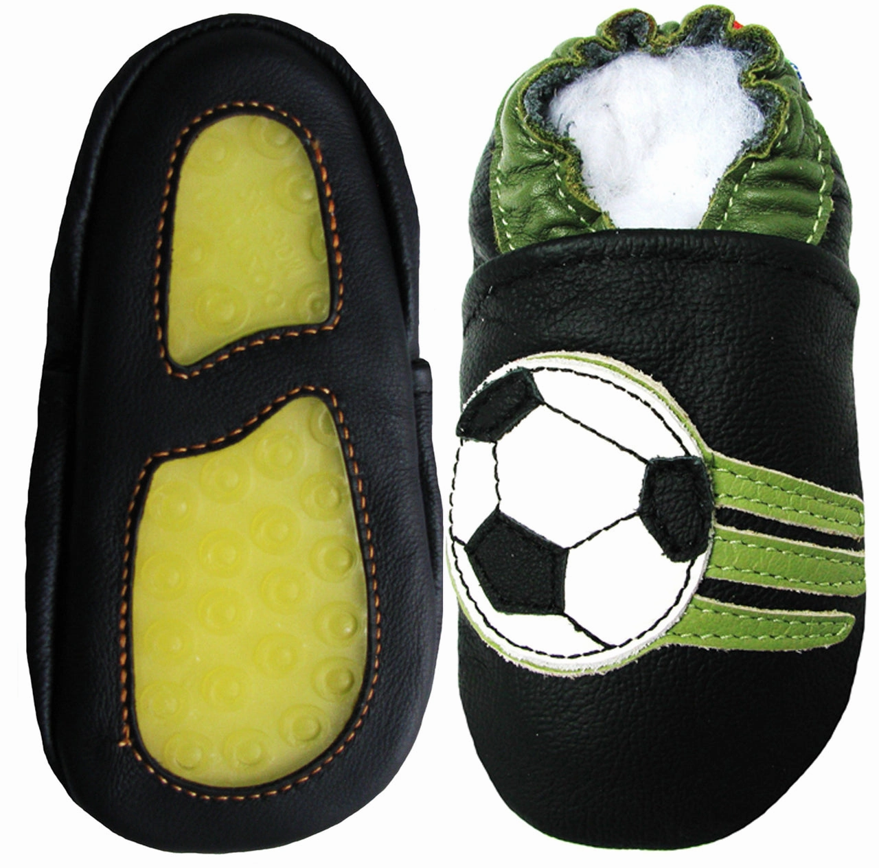 Soccer Black outdoor shoes up to 4 Years Rubber Sole Genuine Leather Baby Toddlers Kids Contoured Footbed Shape
