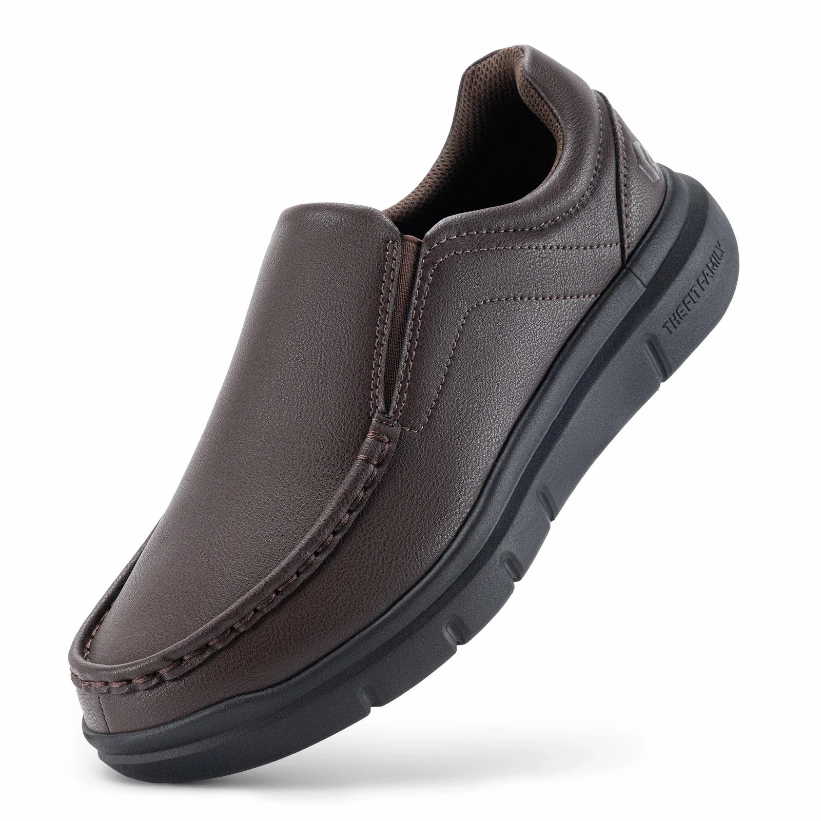 travel - convenient Fitville Men's Shoes Wide Width Leather Slip-On Casual Shoes Lightweight For Swollen Feet with Arch Support Pain Relief