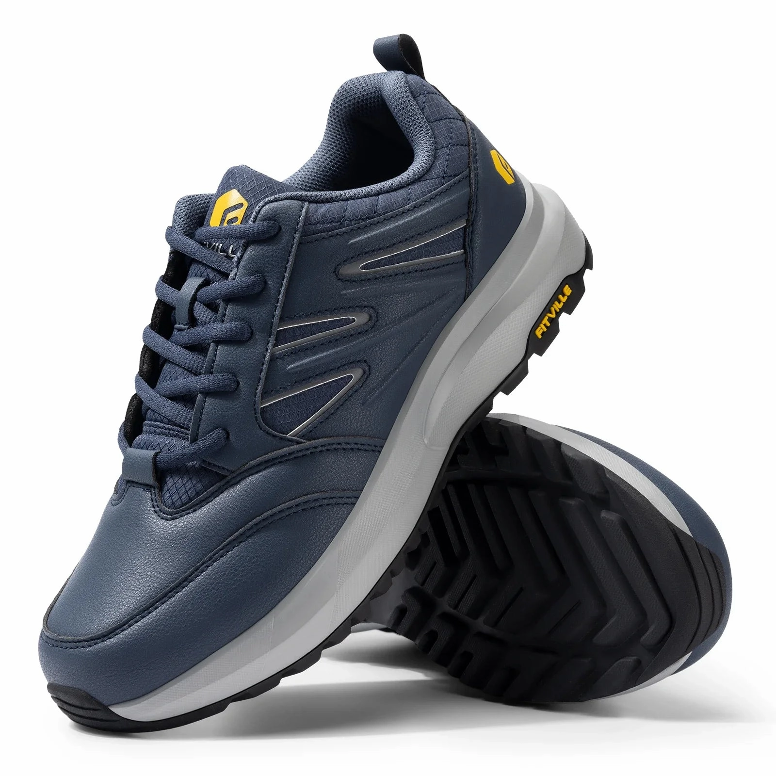 FitVille Men'S Widened Hiking Waterproof Outdoor Work Hiking Shoes With Arch Support To Relieve Heel Pain Lightweight Non-Slip Energy Return Tech brand - recognition - level