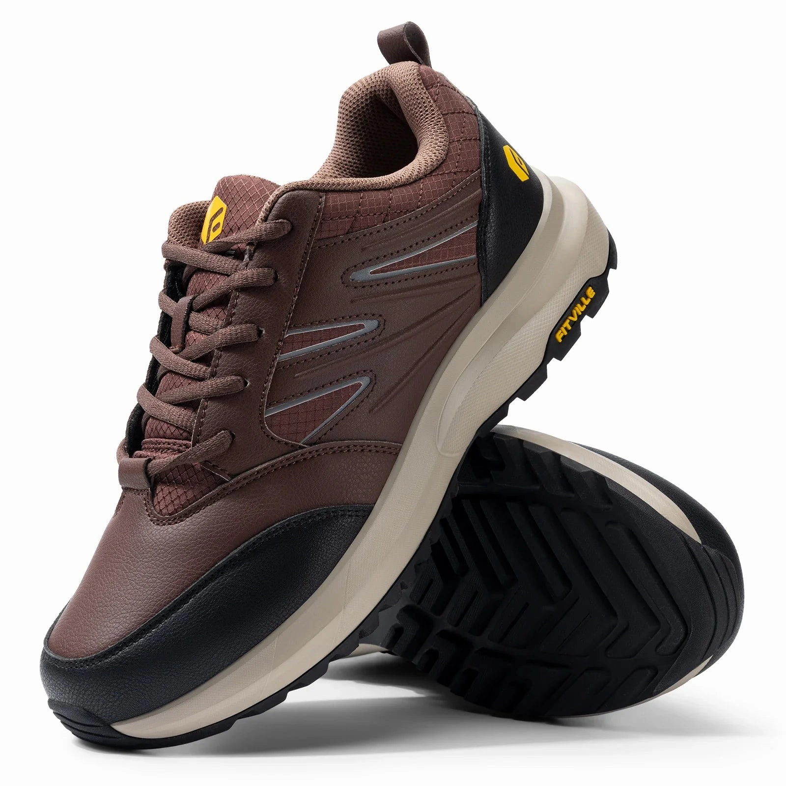 FitVille Men'S Widened Hiking Waterproof Outdoor Work Hiking Shoes With Arch Support To Relieve Heel Pain Lightweight Non-Slip Hydrophobic Treatment