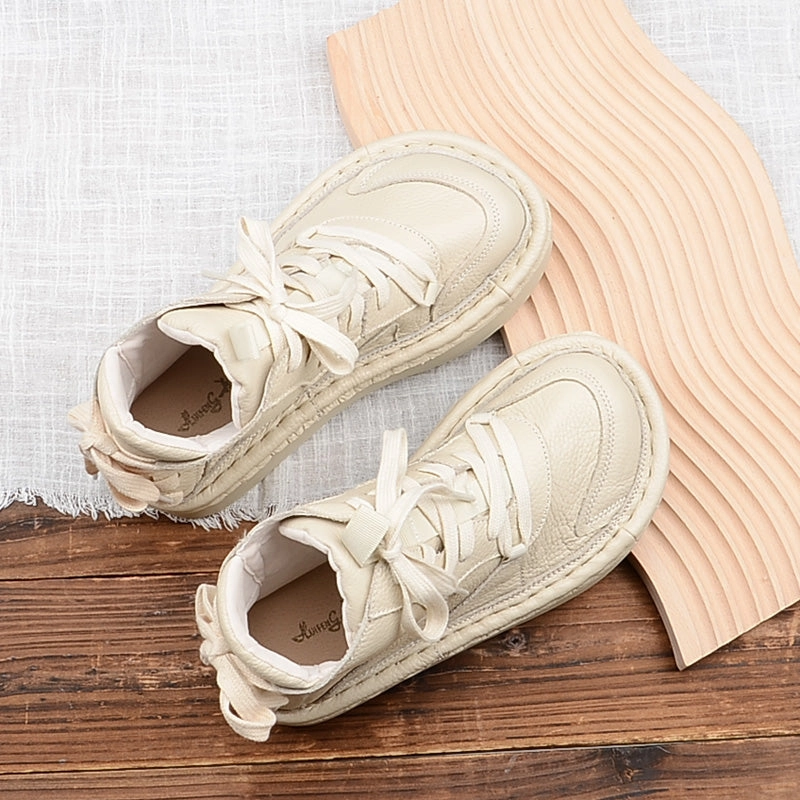 Women Autumn Leather Canvas Thick-Soled Retro Casual Ankle Boots Firm most durable