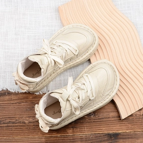 Women Autumn Leather Canvas Thick-Soled Retro Casual Ankle Boots Anti Fatigue Insoles Heat Sealed Seam Technology