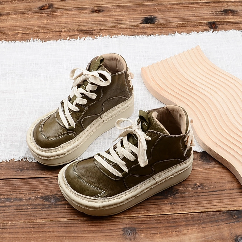 snowboarders' control Eco Friendly Cushioning Women Autumn Leather Canvas Thick-Soled Retro Casual Ankle Boots