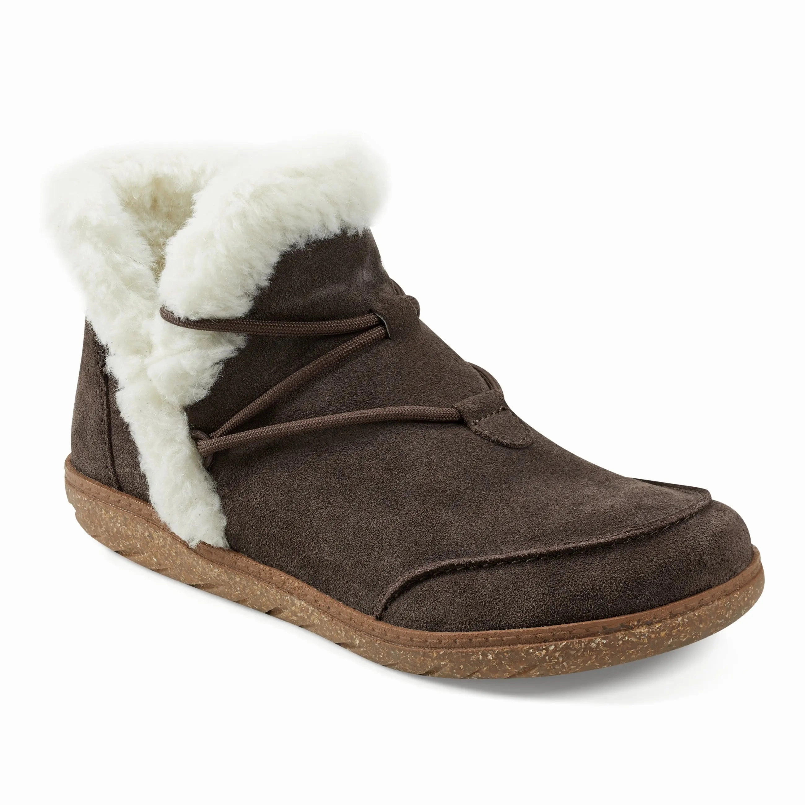 Fleet Cold Weather Lace-up Casual Booties Removable Footbed Non Slip Traction