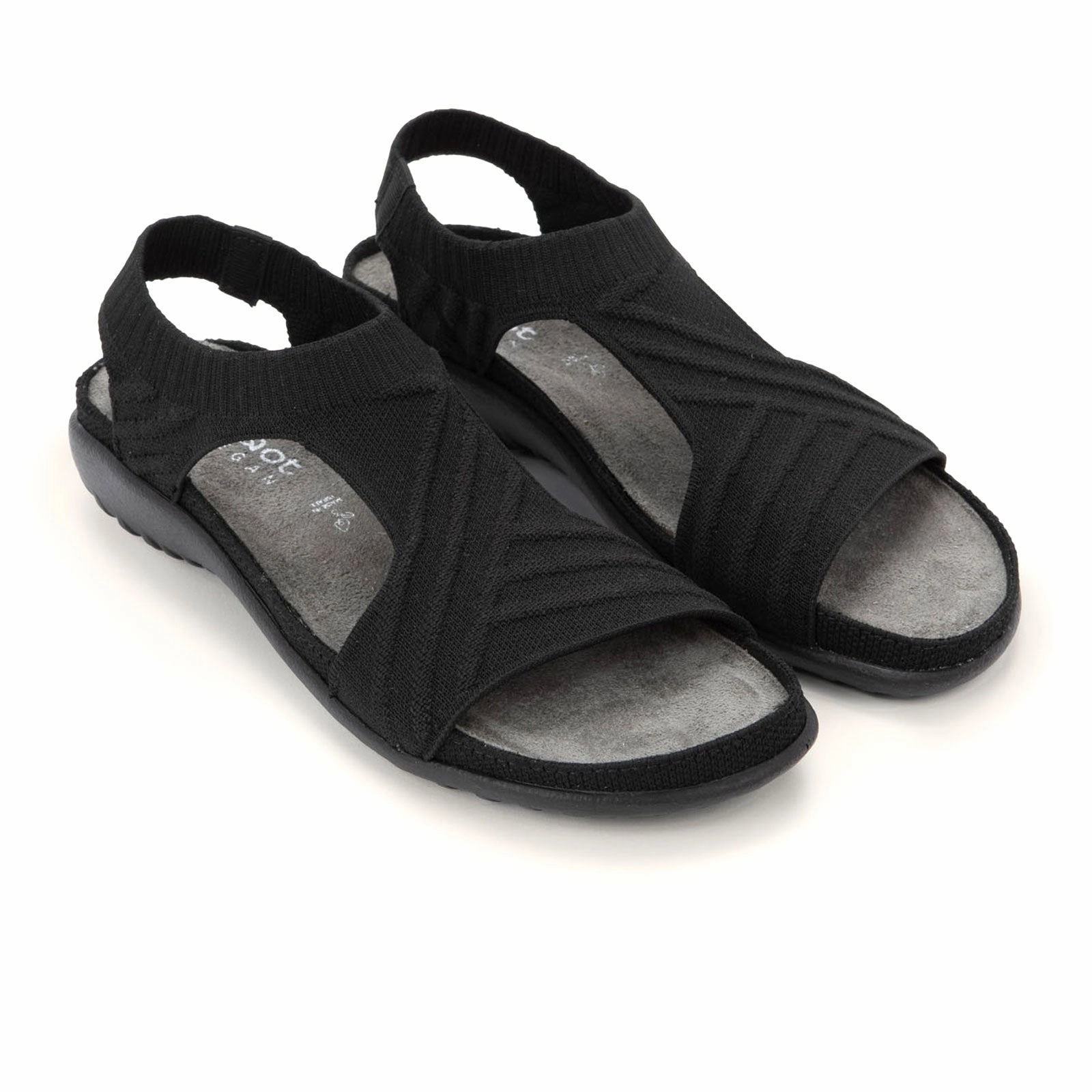Layering Fit Polished Edge Naot Kawhia Backstrap Sandal (Women) - Black Knit